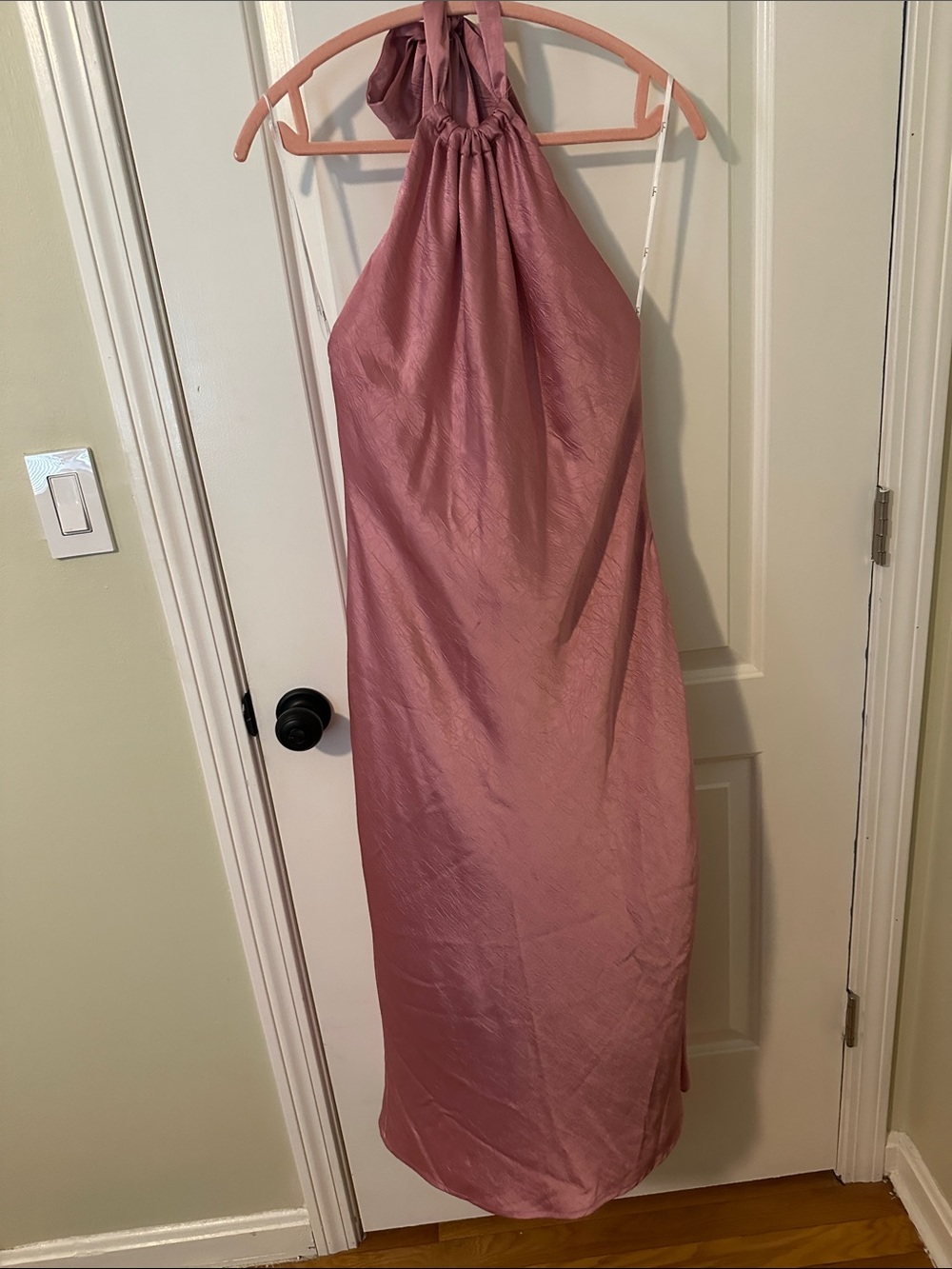 Mauve Halter Satin Dress